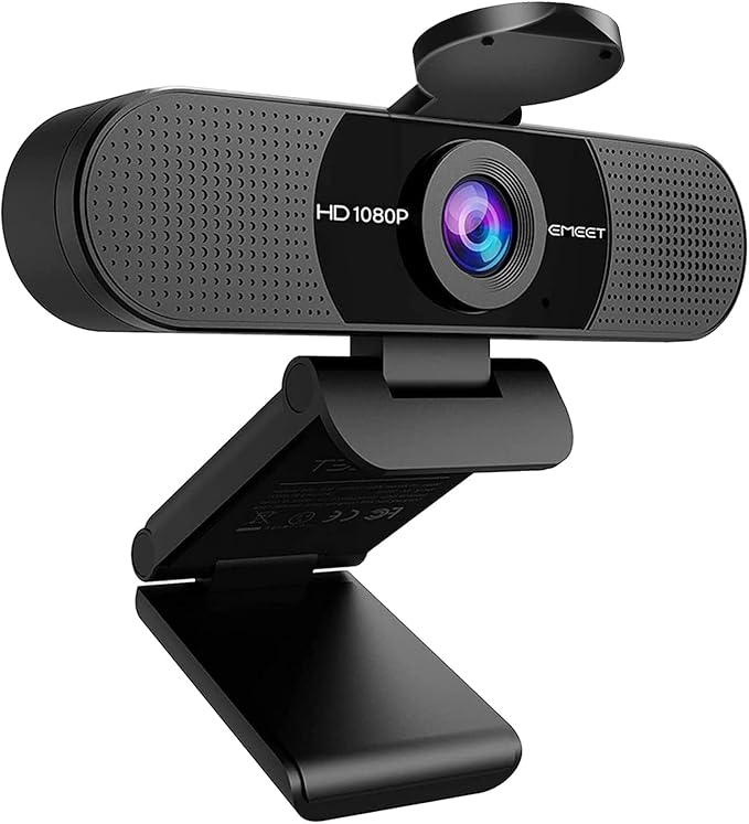 61BW1Spm+UL._AC_SX679_ (1) eMeet Full HD Webcam - C960 1080P Webcam with Lens Cover & Dual Microphone, 90° Streaming Camera with Auto Light Correction, Plug & Play, for Linux, Win10, Mac OS X, YouTube, Conferences - Image 1
